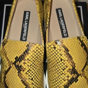 Karl Lagerfeld Yellow Flats with Snakeskin Design